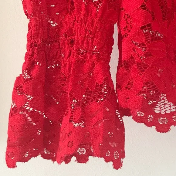 Zac & Rachel Red Lacy Blouse (NWT) - Picture 4 of 10
